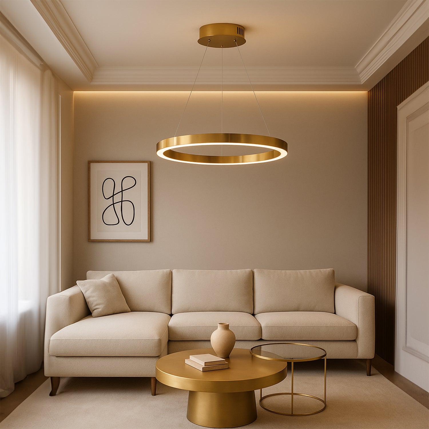 Lampa Wisząca Led Lhj051-cp1 C Złota Szczotkowana  3