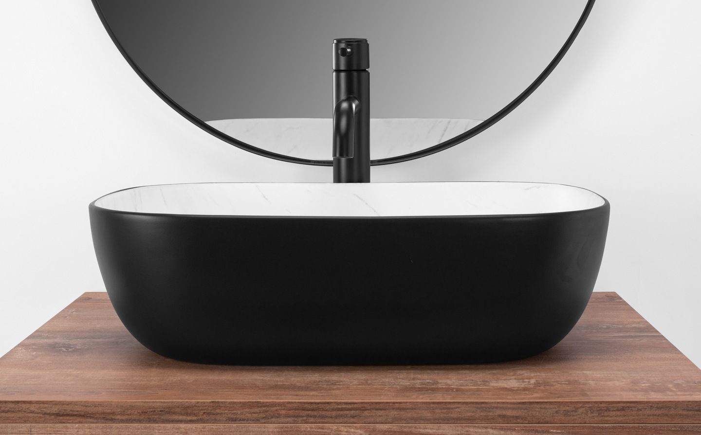 Umywalka nablatowa Rea Belinda Black Calala mat