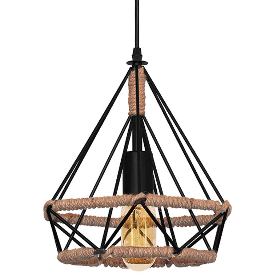 Lampa sufitowa geometryczna wisząca w stylu loft boho sznur APP678-1CP