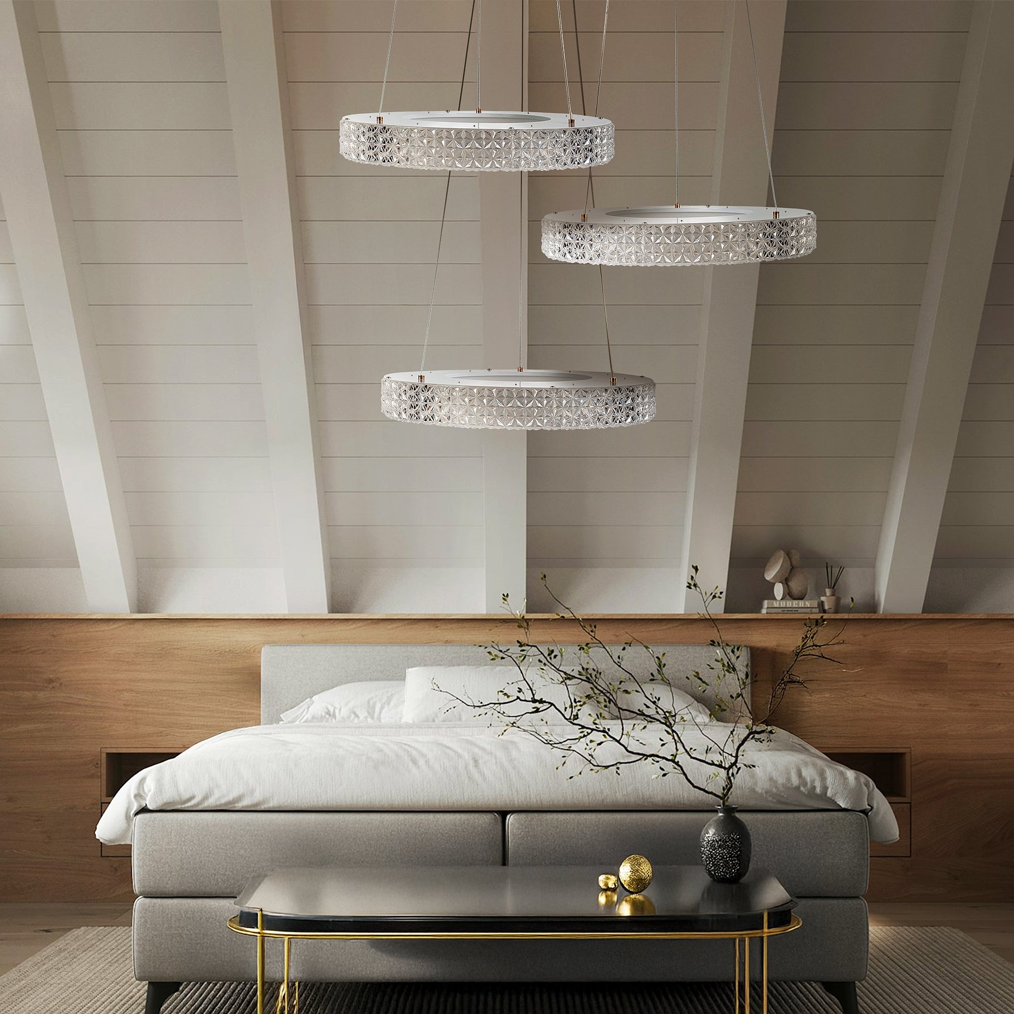 Lampa Wisząca Led Ms001-cp Różowe Złoto 40cm  3