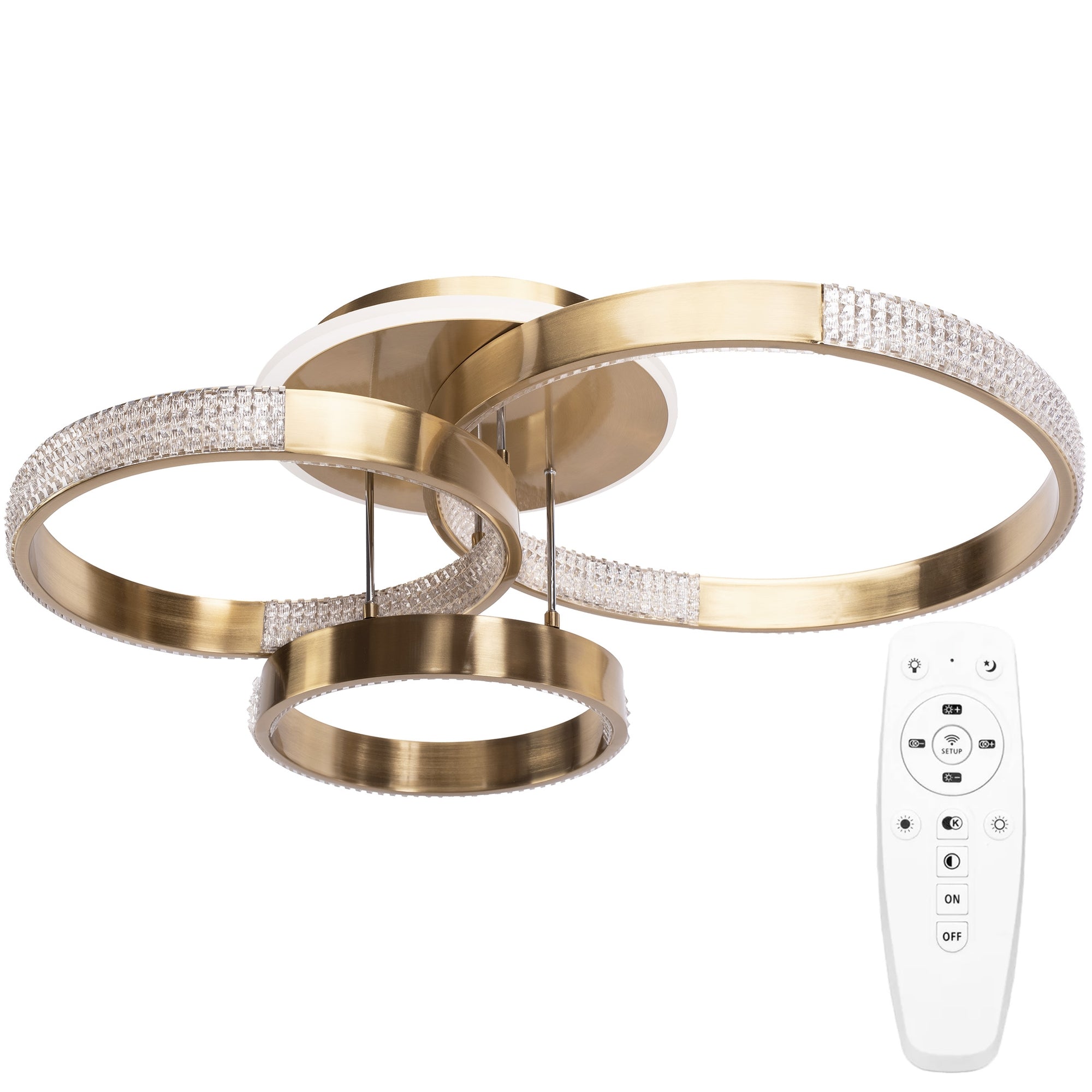 Lampa Sufitowa Nowoczesna Led G004-c Złota Szczotkowana Z Pilotem  1