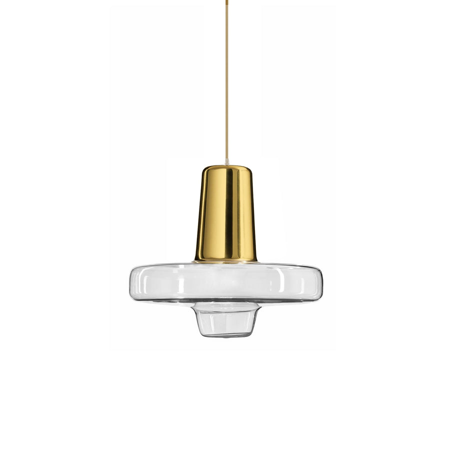Lampa Wisząca Szklana Metalowa LED APP553-1CP Złota