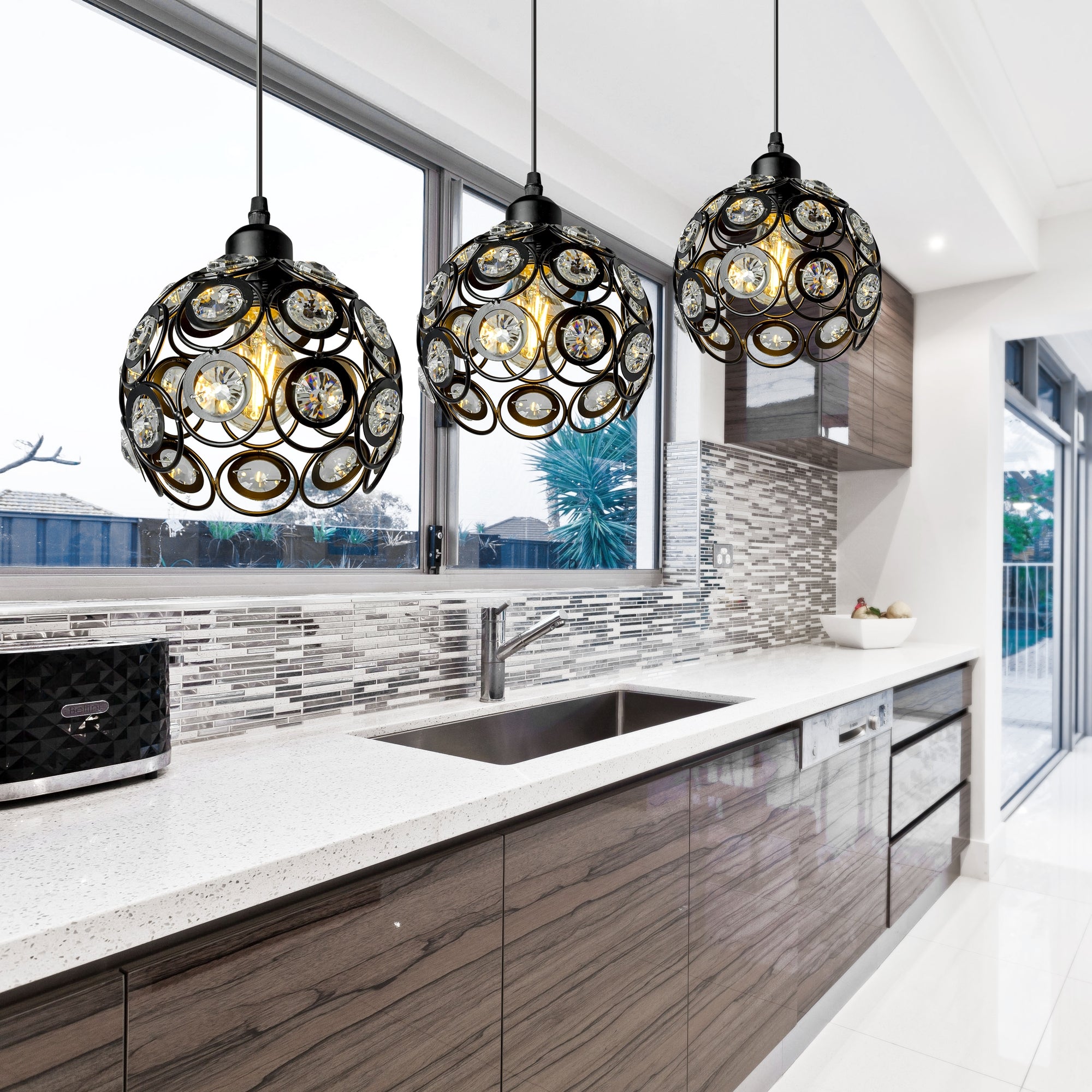 LAMPA WISZĄCA SUFITOWA KRYSZTAŁOWA APP206-1C Czarna  6