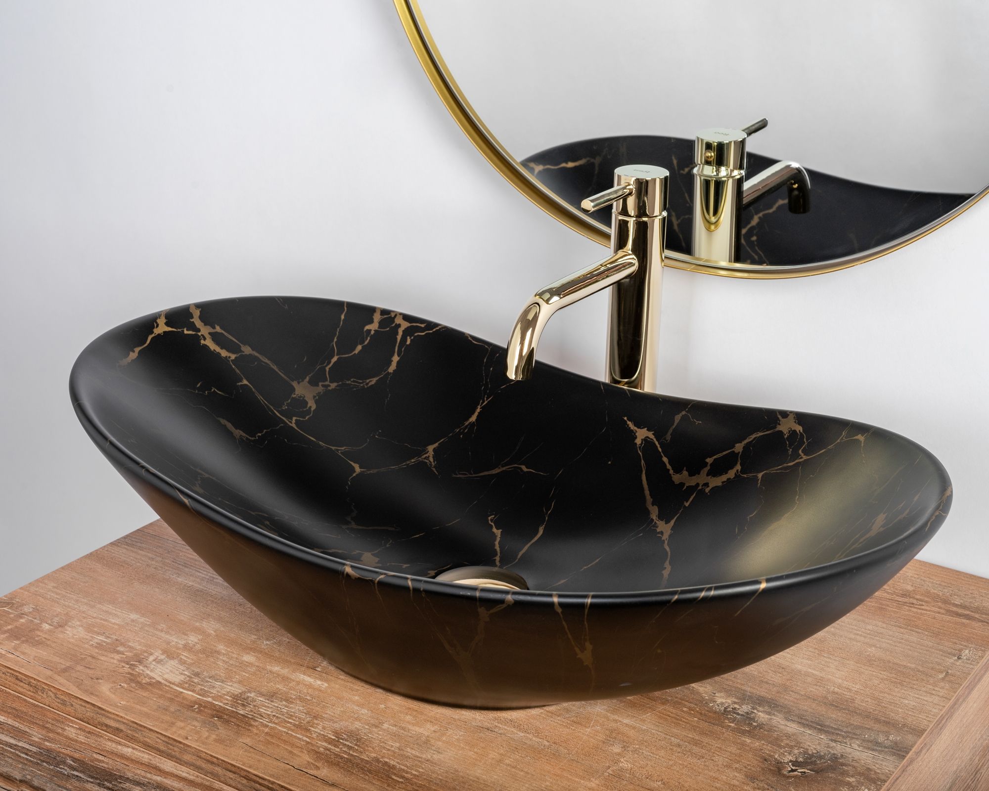 Umywalka nablatowa Rea Royal Black Marble Matt