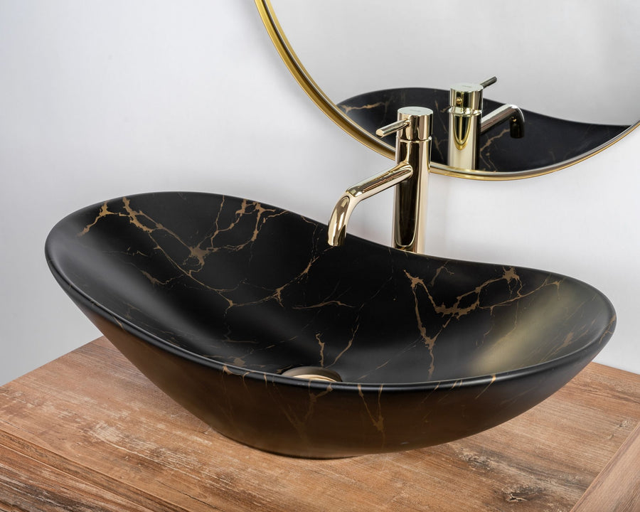 Umywalka nablatowa Rea Royal Black Marble Matt