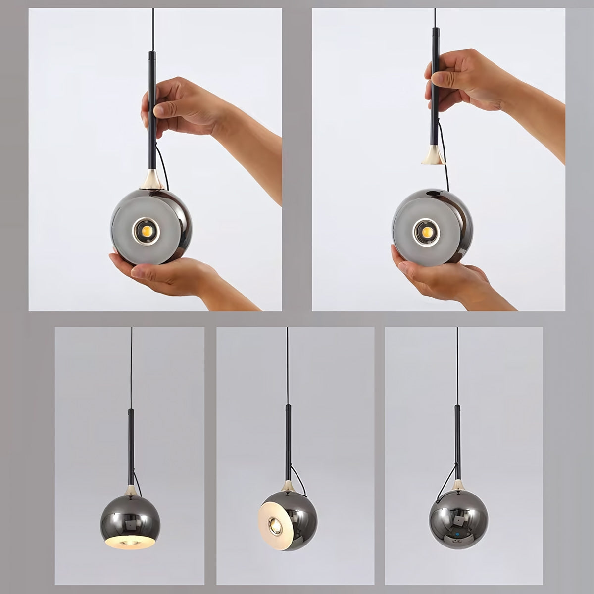 Lampa Sufitowa Wisząca Led G087-1cp Czarna Metaliczna  5
