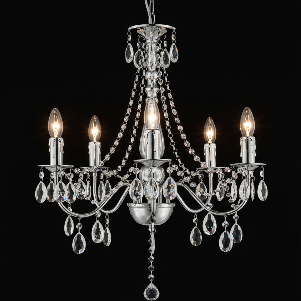 Lampa Sufitowa Wisząca Ebt014-5cp Chrom  2