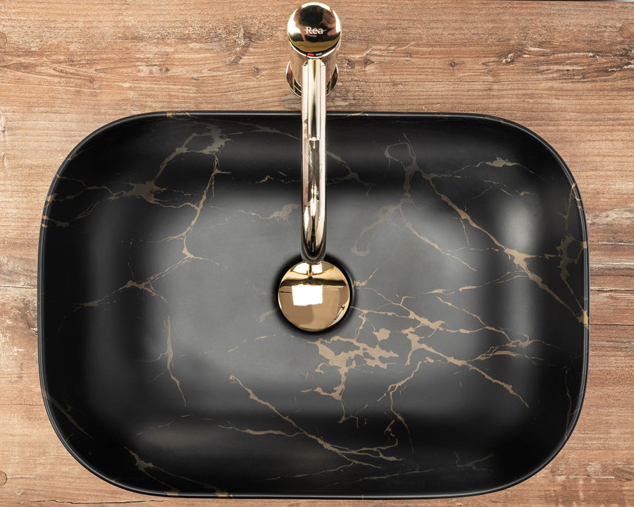 Umywalka nablatowa Rea Belinda Black Marble Mat