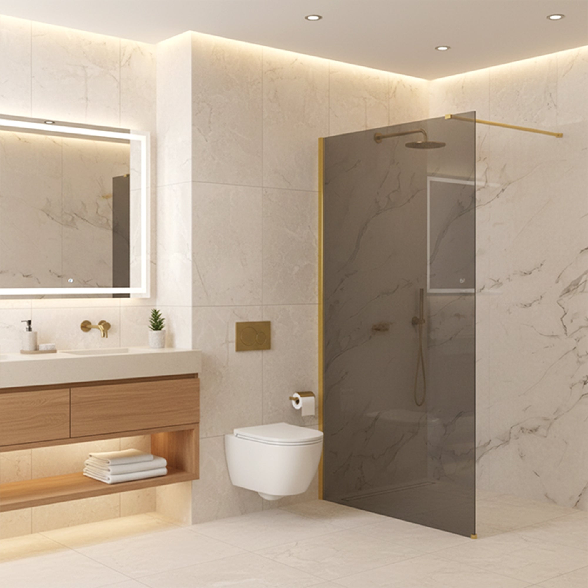 Kabina prysznicowa Walk-In Rea Flexi Grey / Gold 90  3