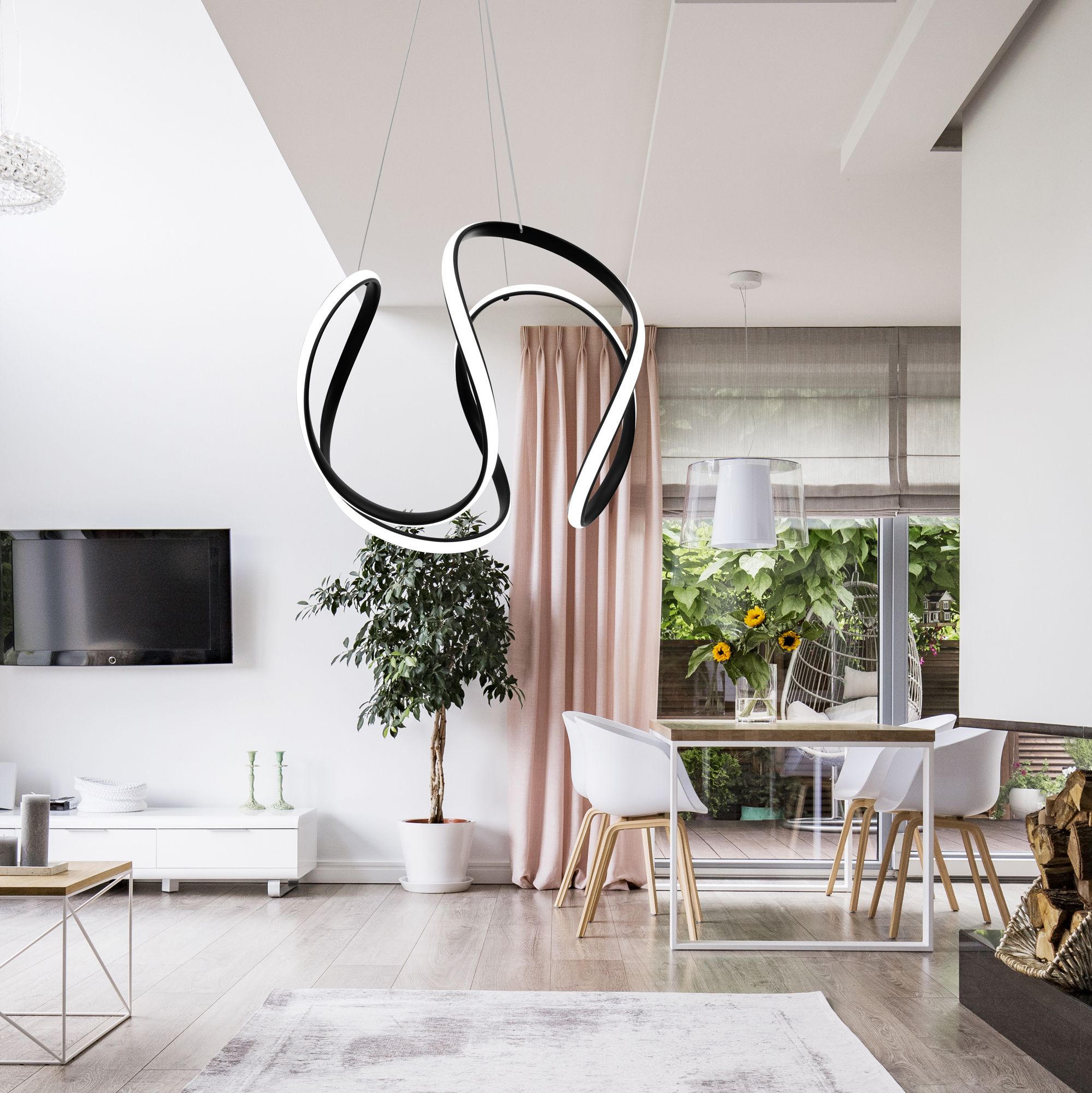 Lampa Sufitowa Wisząca Nowoczesna LED + PILOT APP387-CP CZARNA
