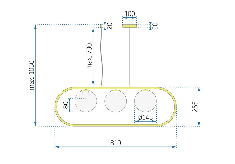 LAMPA SUFITOWA WISZĄCA GLAMOUR APP915-3CP Złota