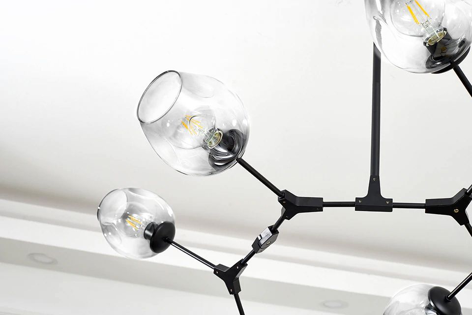 Lampa Wisząca Szklane Kule 7 Ramion APP505-7C Czarna