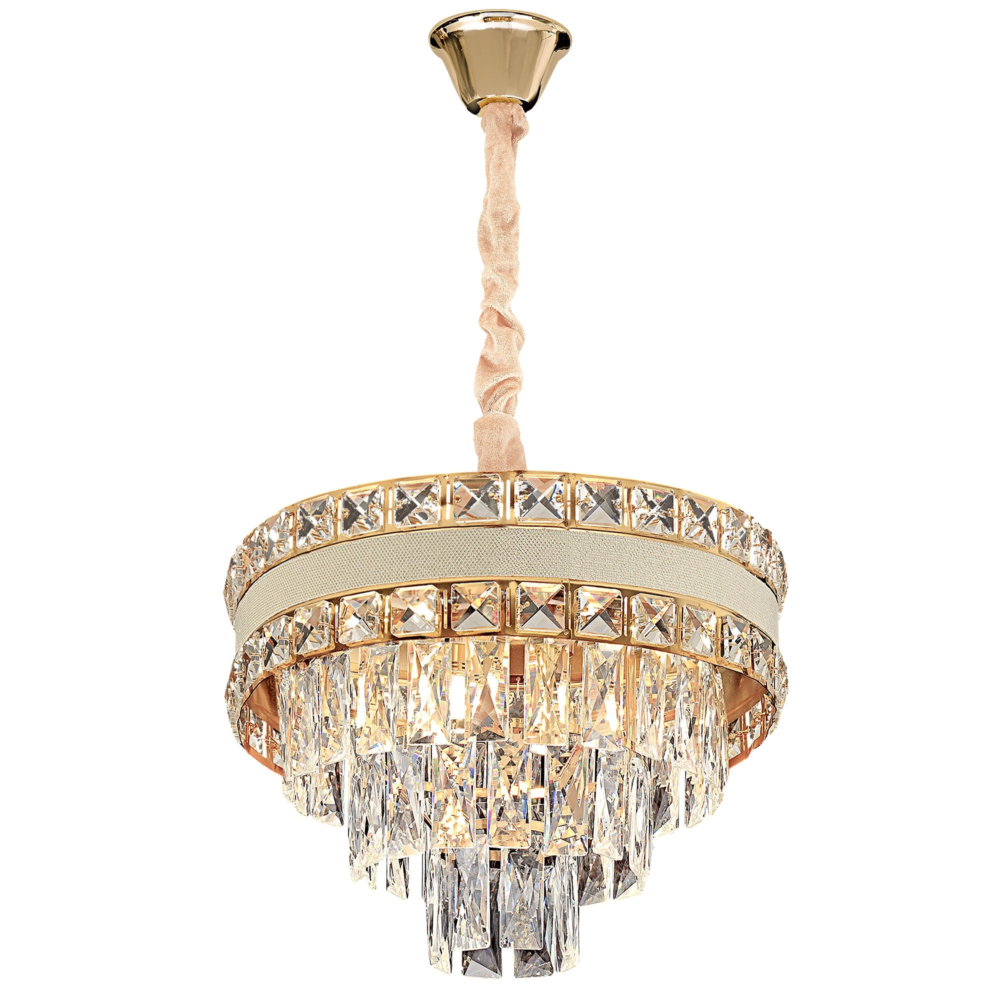 Lampa Wisząca Z Kryształami G047-cp 40cm Złota  1