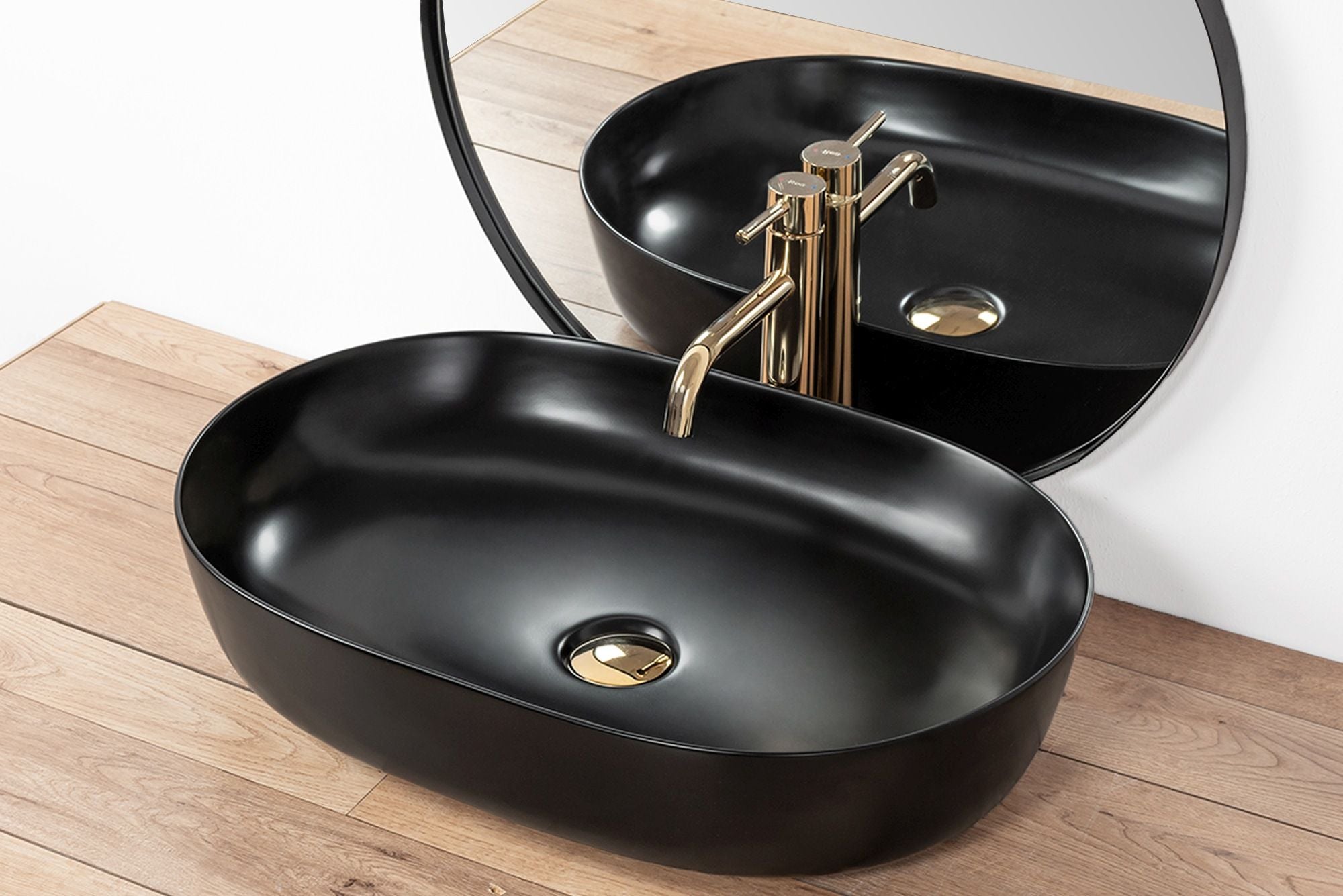 Umywalka Nablatowa Rea Cleo 61 Black Mat