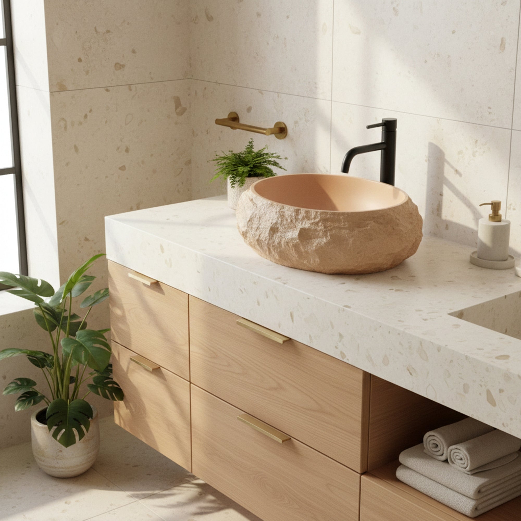 Umywalka nablatowa Rea Mika Light Terracotta  8