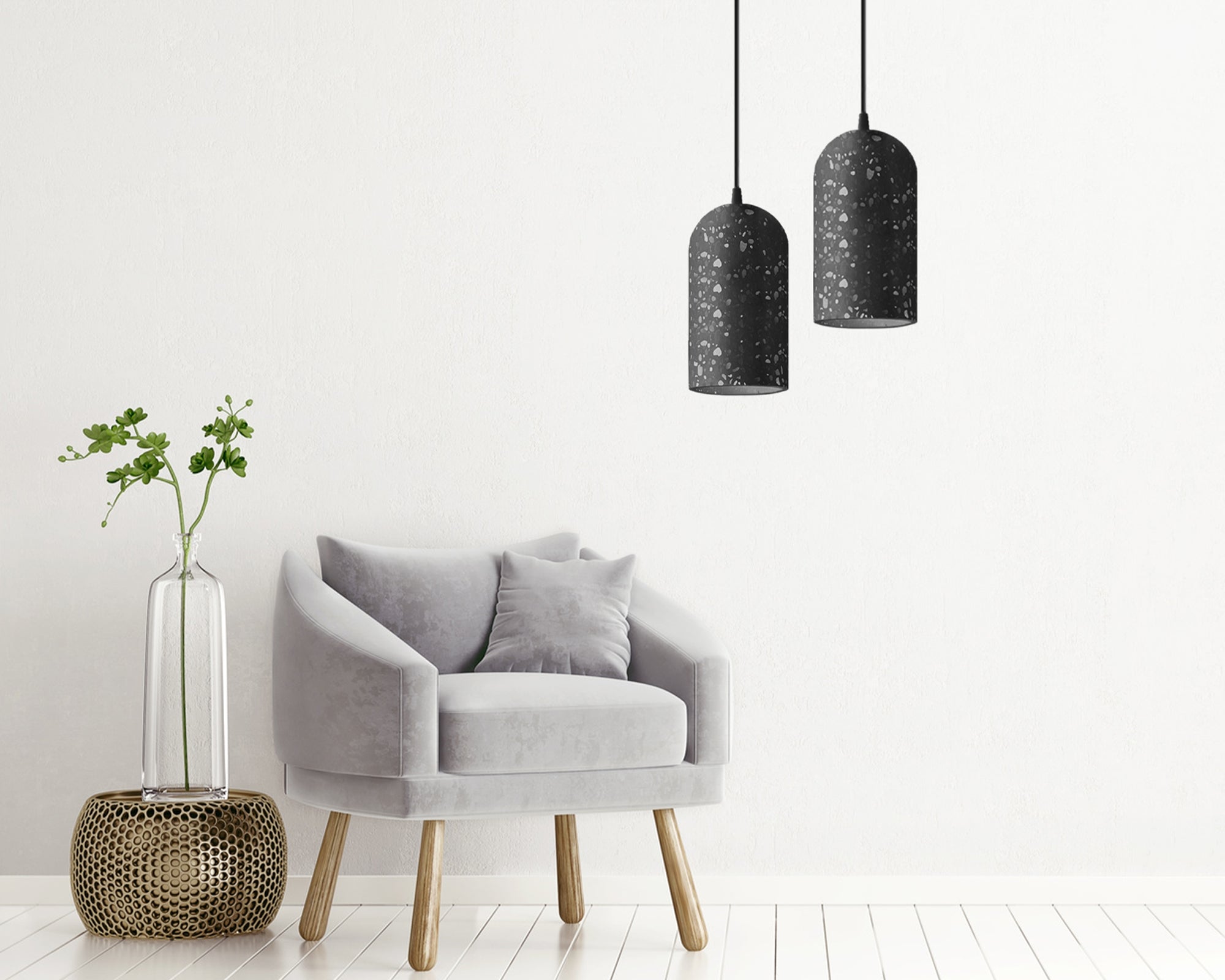 Lampa Wisząca Betonowa APP997-1CP B Czarna  4