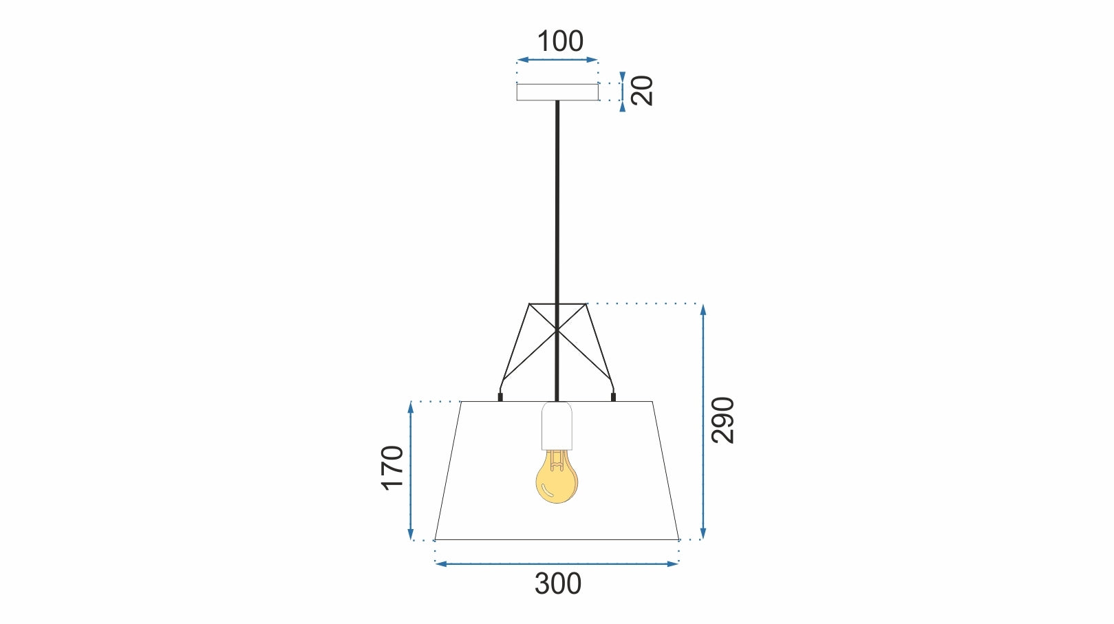 Lampa Sufitowa Wisząca Metalowa APP422-1CP Czarna  6