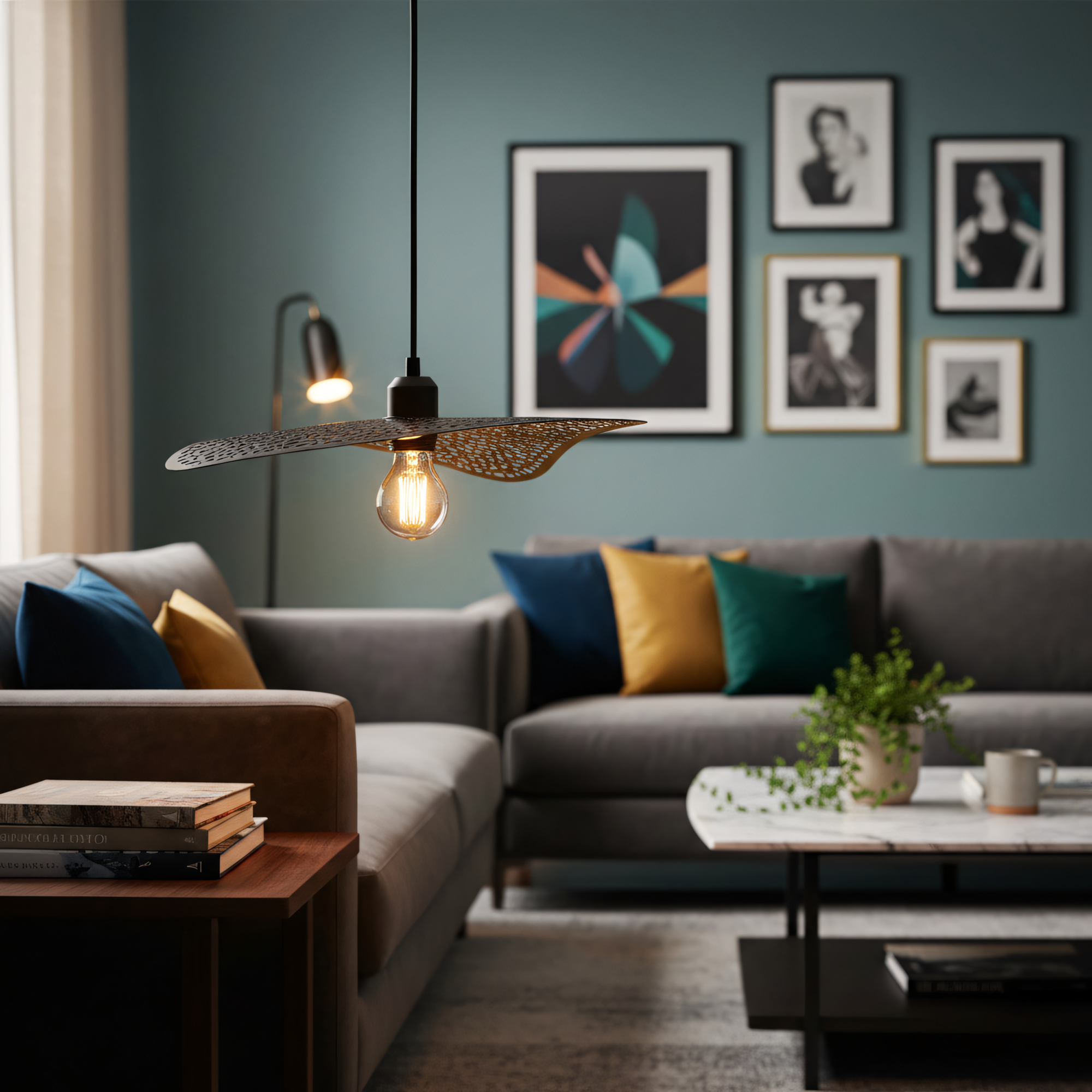 LAMPA SUFITOWA WISZĄCA APP1468-1CP czarna/stare złoto  2
