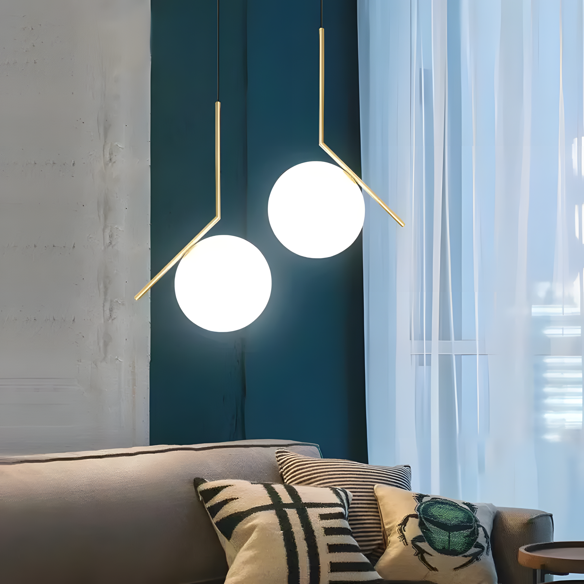 Lampa Sufitowa Wisząca Szklana Kula  G106-1W Złota Biała  11