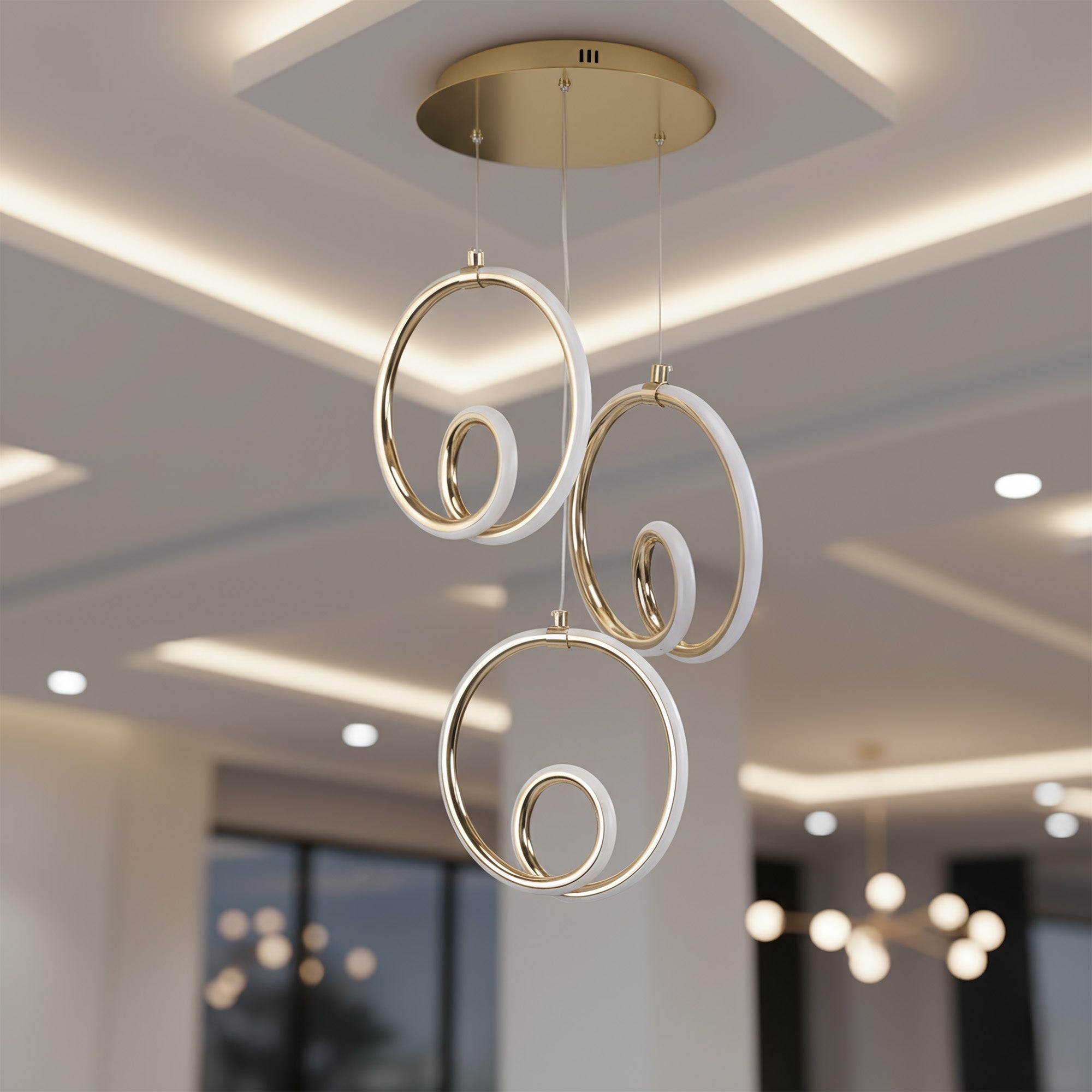 Lampa Sufitowa Wisząca Led Lhj095-3cp Złota  6