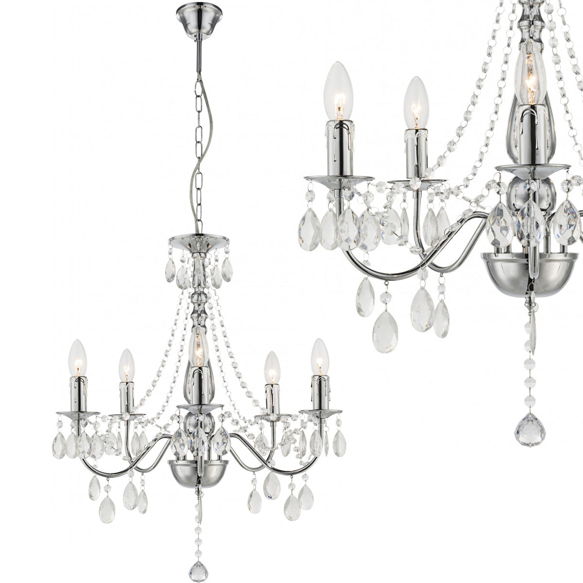 Lampa Sufitowa Wisząca Ebt014-5cp Chrom  1
