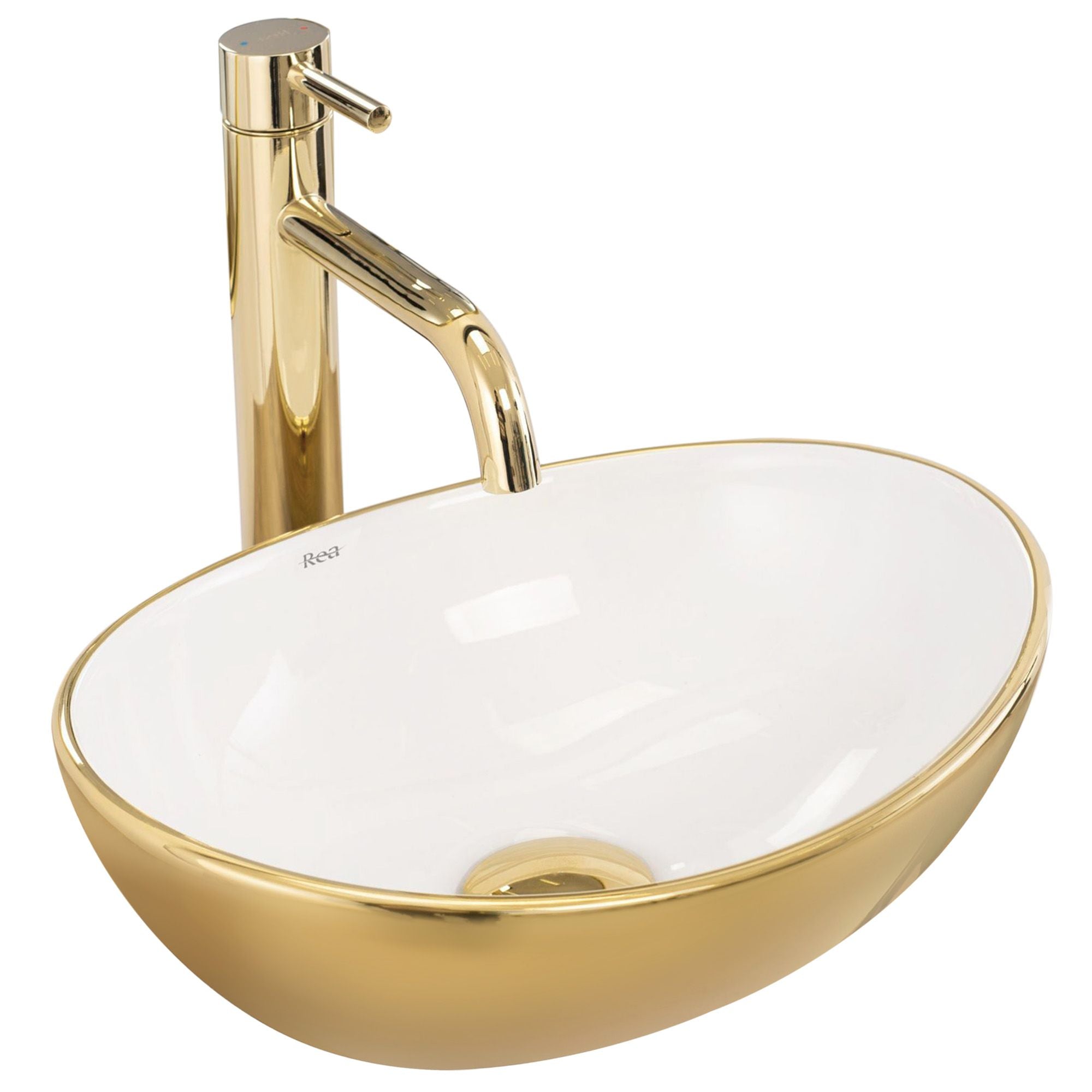 Umywalka nablatowa Rea Sofia mini GOLD/WHITE  1