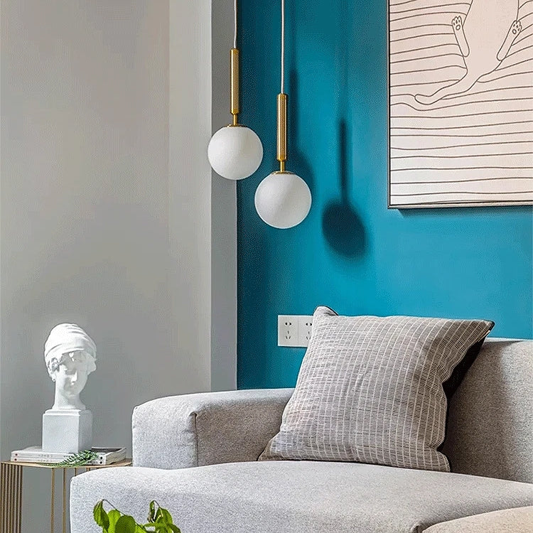LAMPA WISZĄCA SZKLANA KULA G108-1W ZŁOTA E27  5