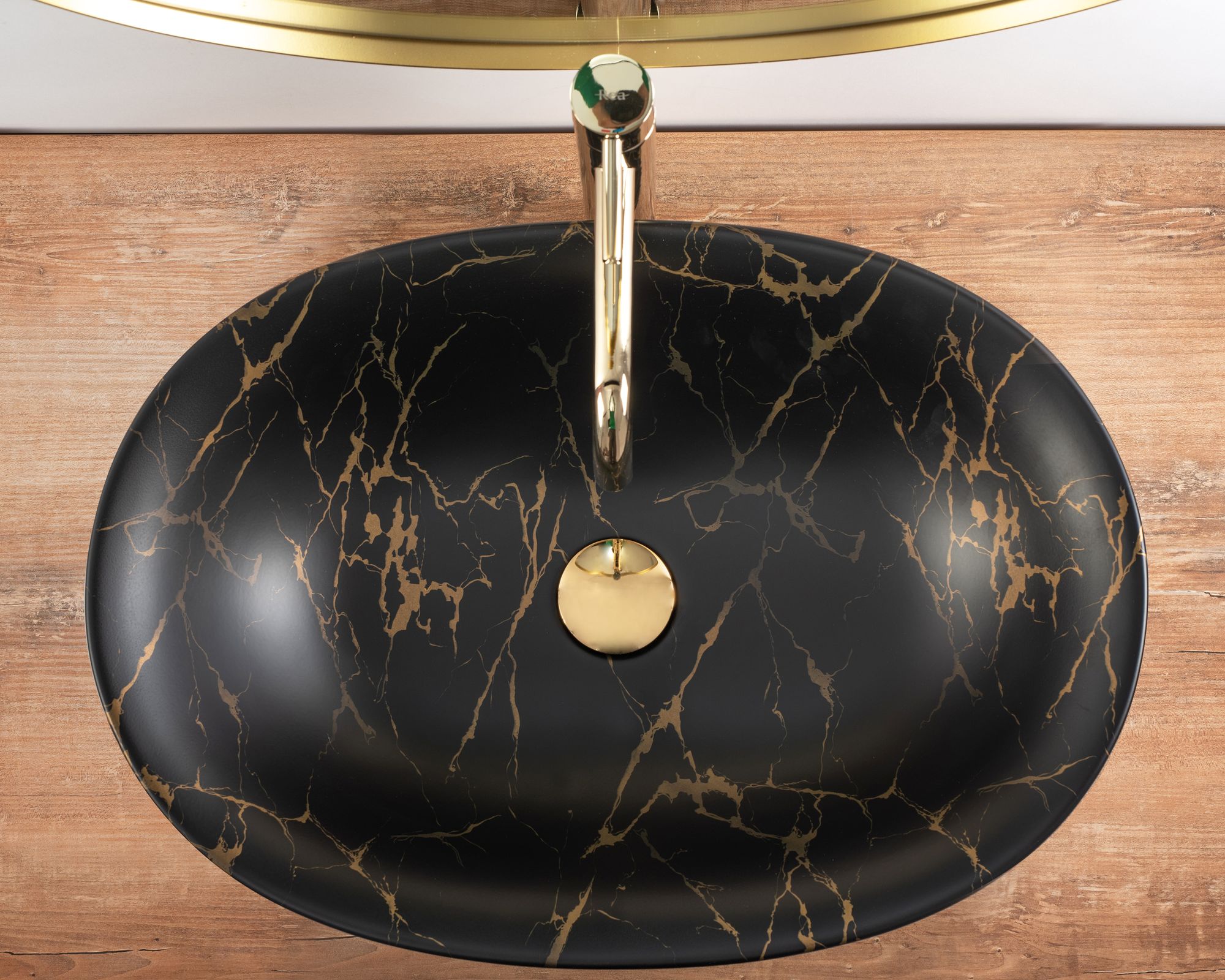 Umywalka nablatowa Rea Roma Black Marble Matt