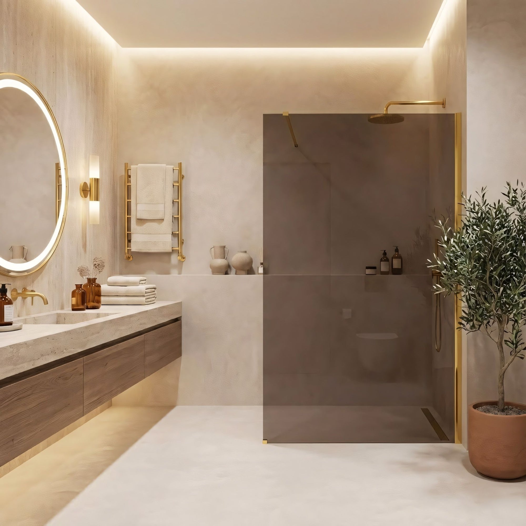 Kabina prysznicowa Walk-In Rea Flexi Brown / Gold 90  6