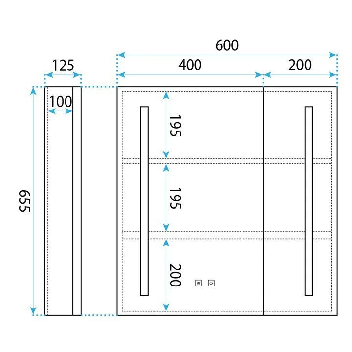 Szafka z lustrem LED M1015-60 60x65  10