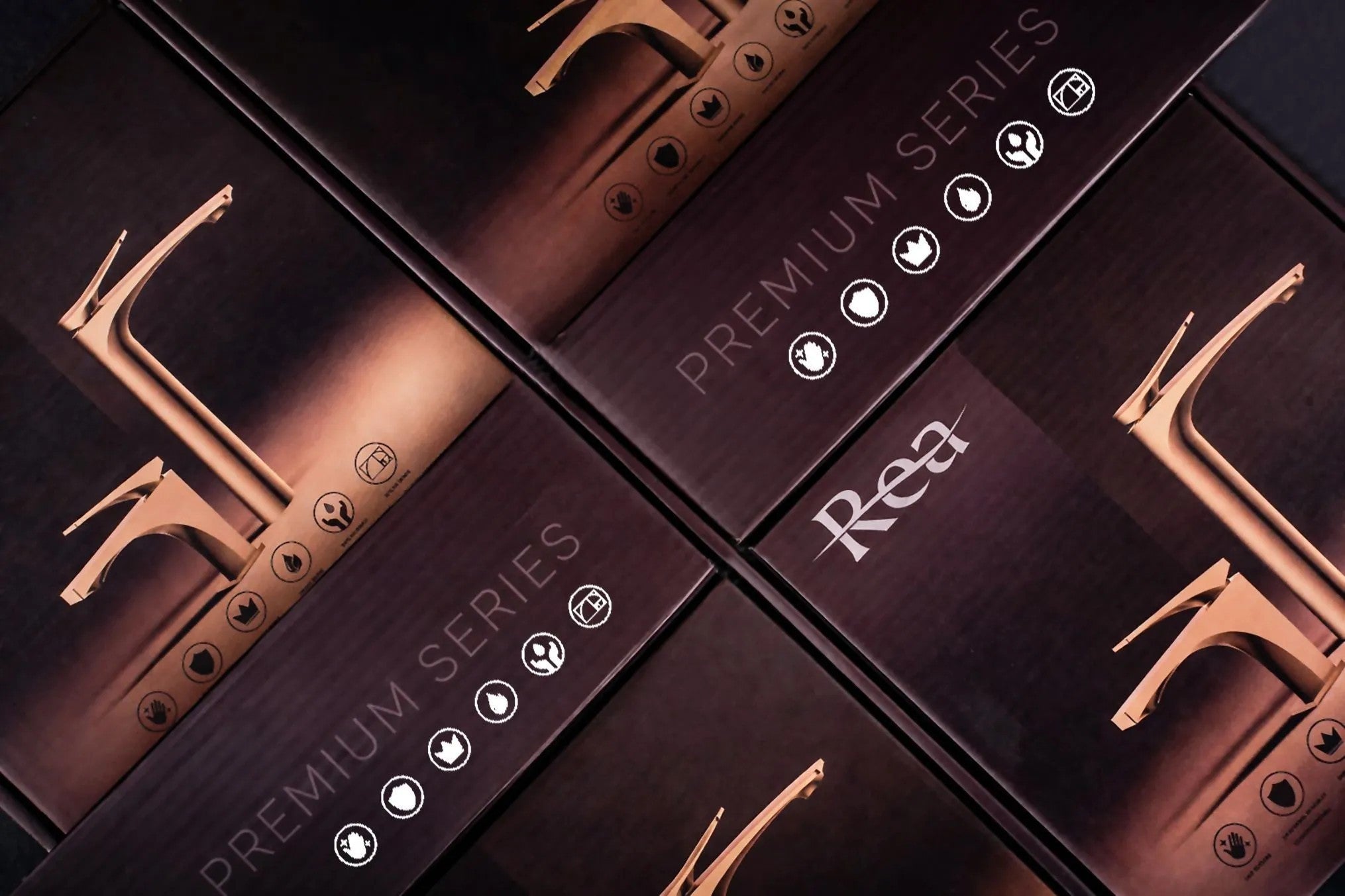 Bateria Umywalkowa PREMIUM REA Prime Złota Szczotkowana Niska  10
