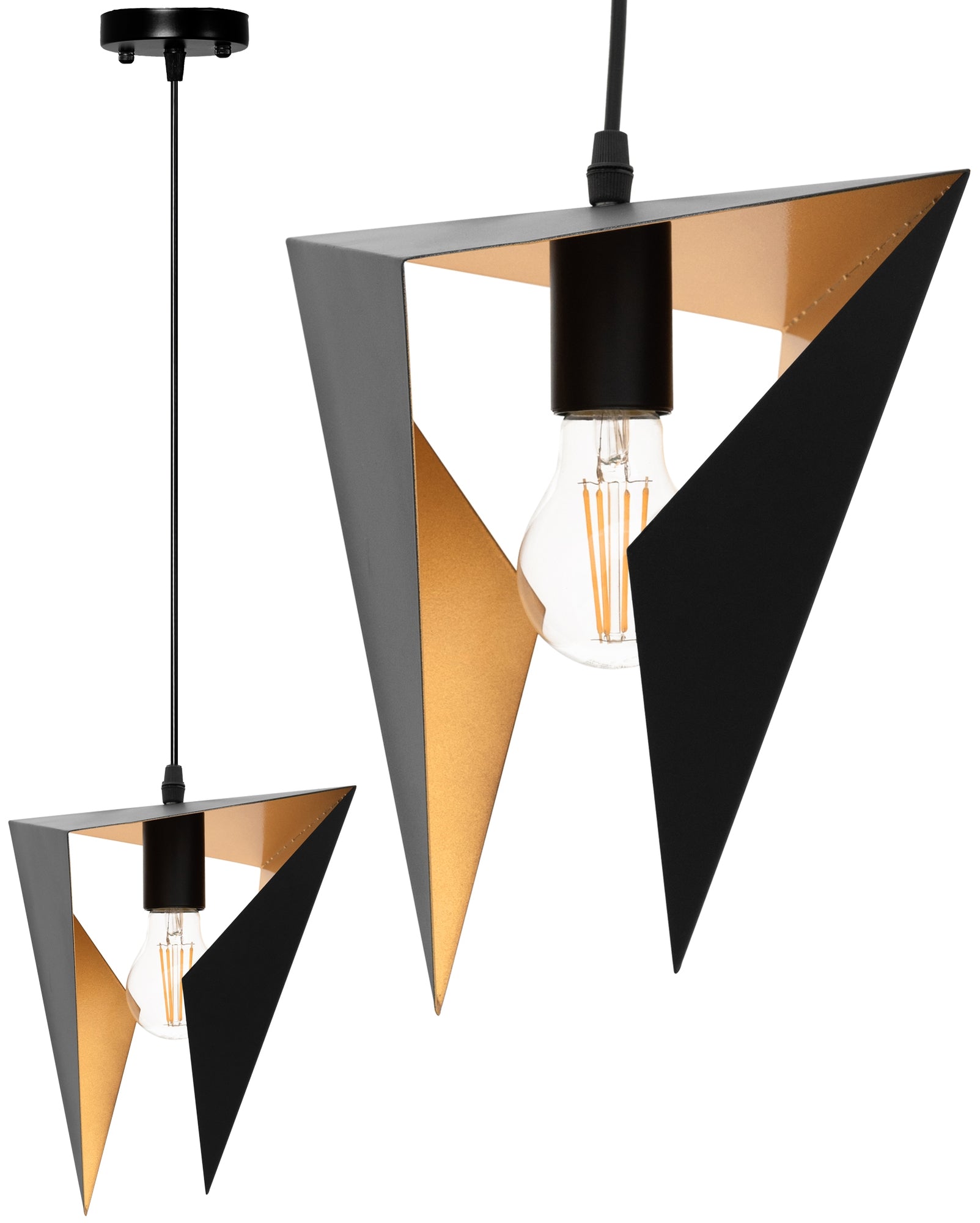 LAMPA SUFITOWA TRÓJKĄTNA GEOMETRYCZNA APP253-1CP CZARNA  1