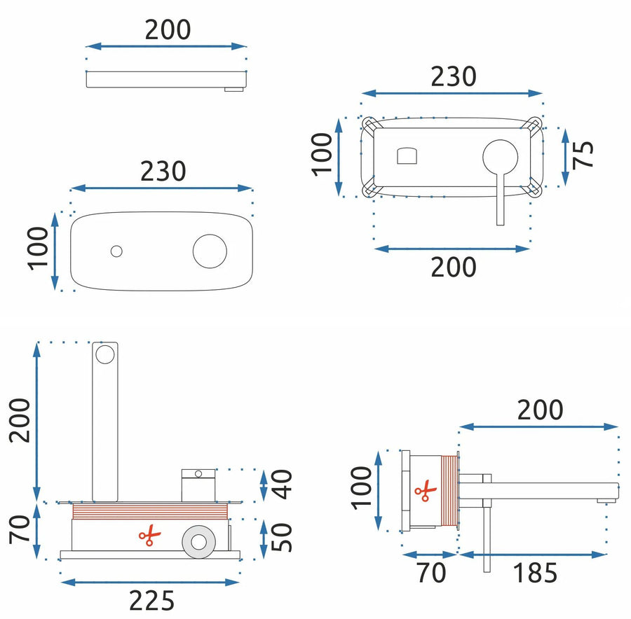 Bateria umywalkowa Podtynkowa REA OVAL Złota + BOX