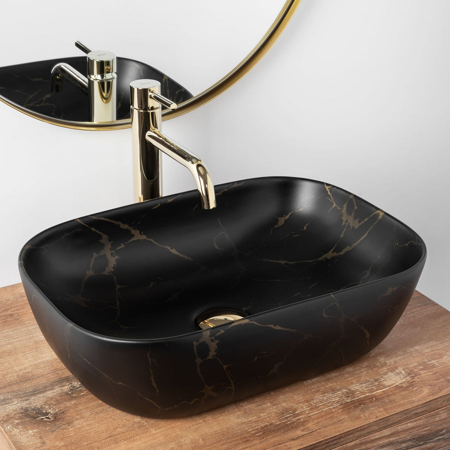 Umywalka nablatowa Rea Belinda Black Marble Mat