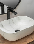 Zestaw Belinda marble mat + bateria wysoka Mayson black mat+ korek uniwersalny czarny matowy