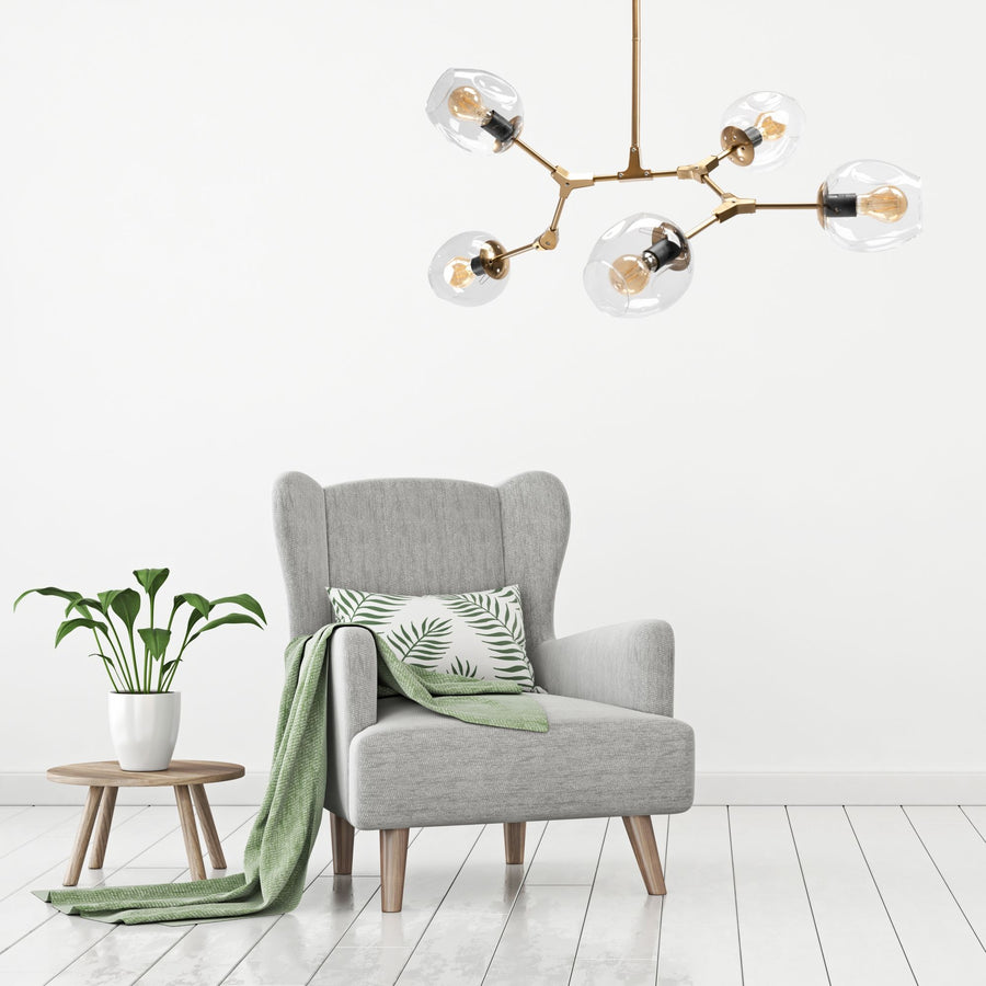 Lampa Wisząca Szklane Kule 5 Ramion APP506-5C Złota
