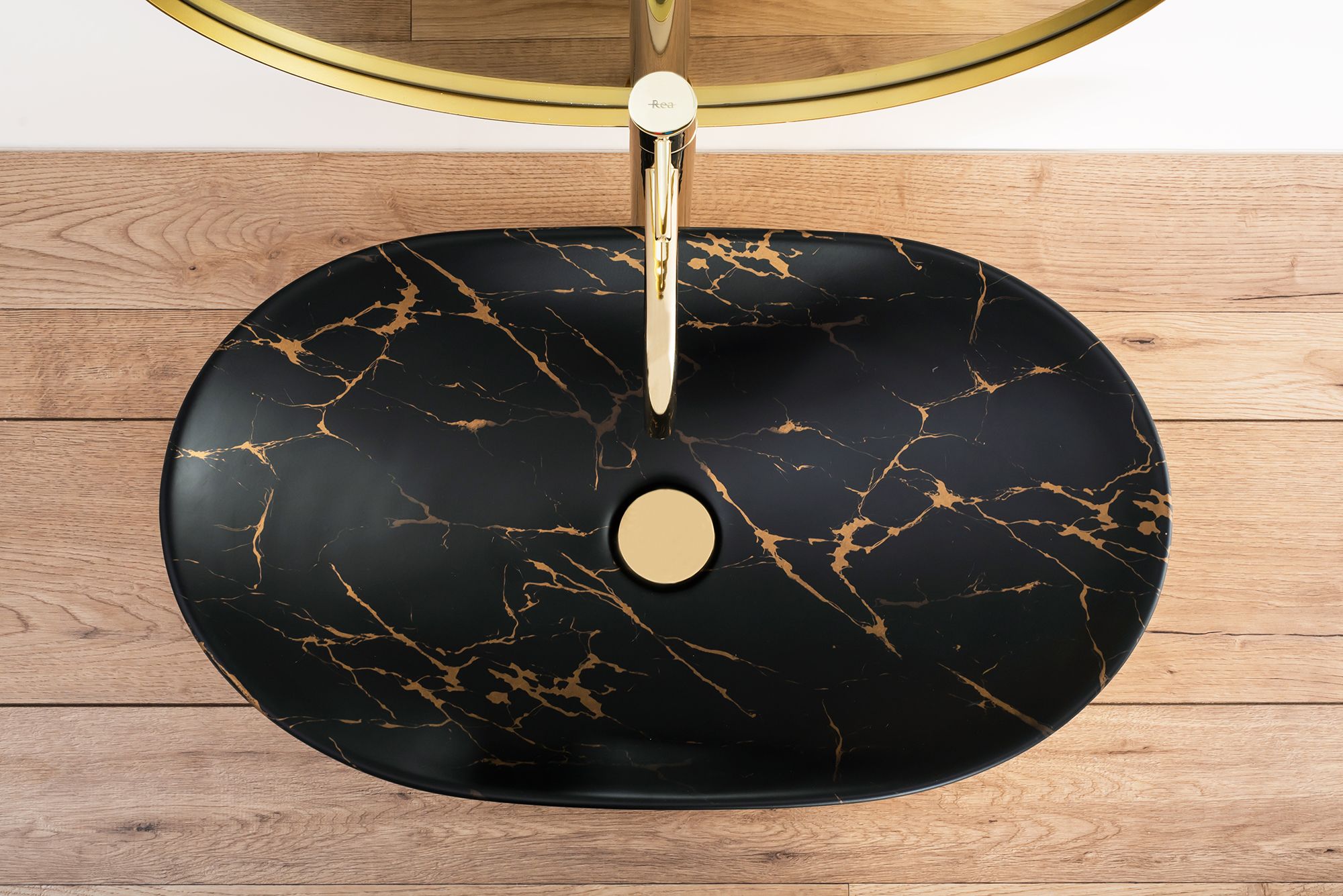 Umywalka nablatowa REA Royal In Black Marble Gold