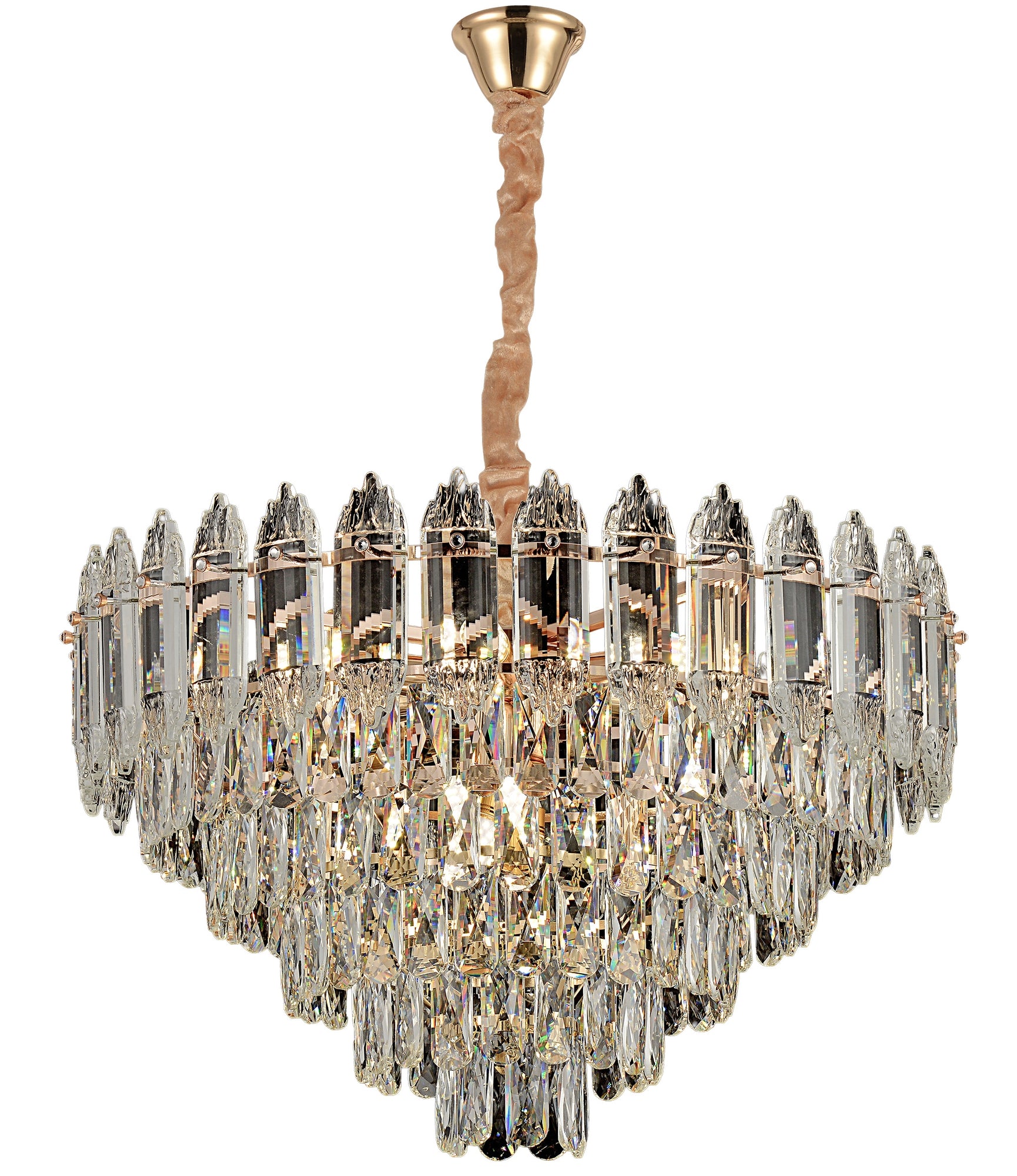 Lampa Wisząca Z Kryształami G057-cp 50cm Złota  1
