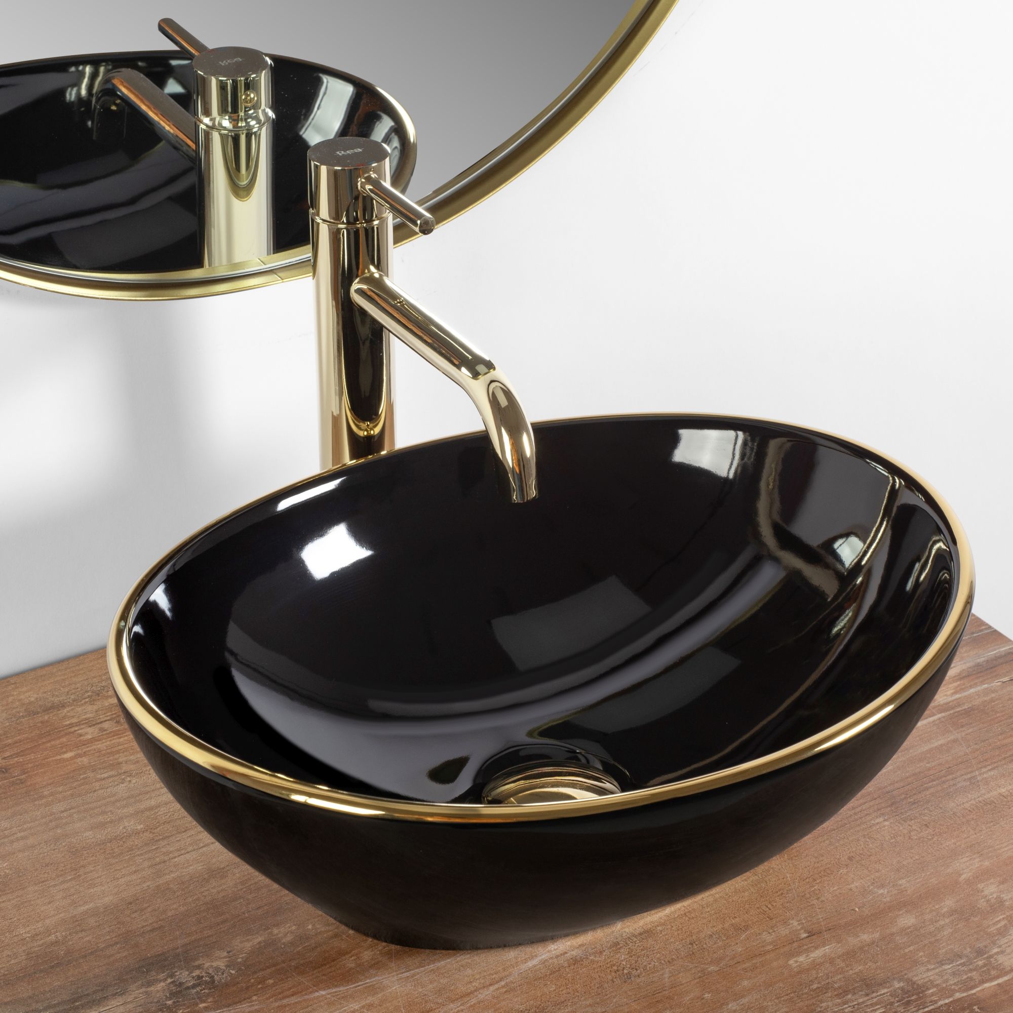 Umywalka nablatowa Rea Sofia Black Gold Edge