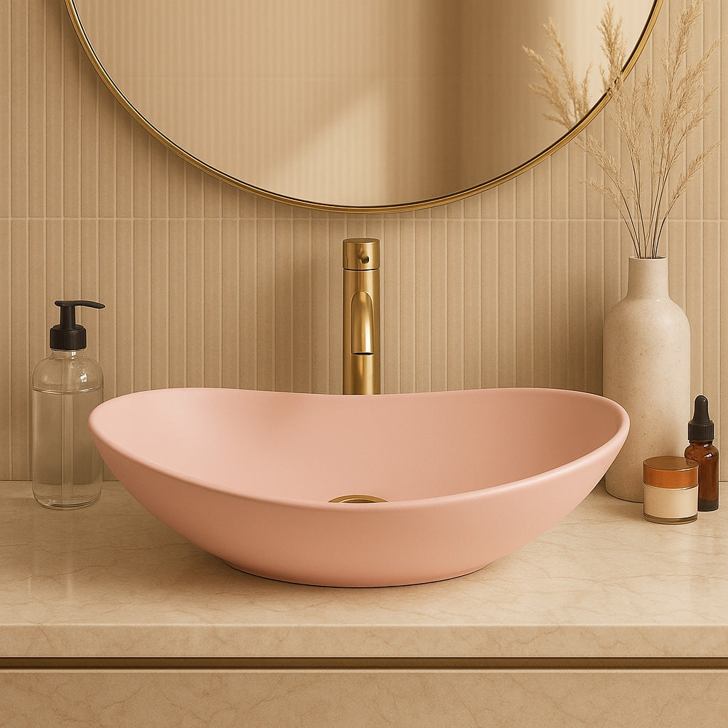 Umywalka Nablatowa Rea Royal Powder Pink Matt  4