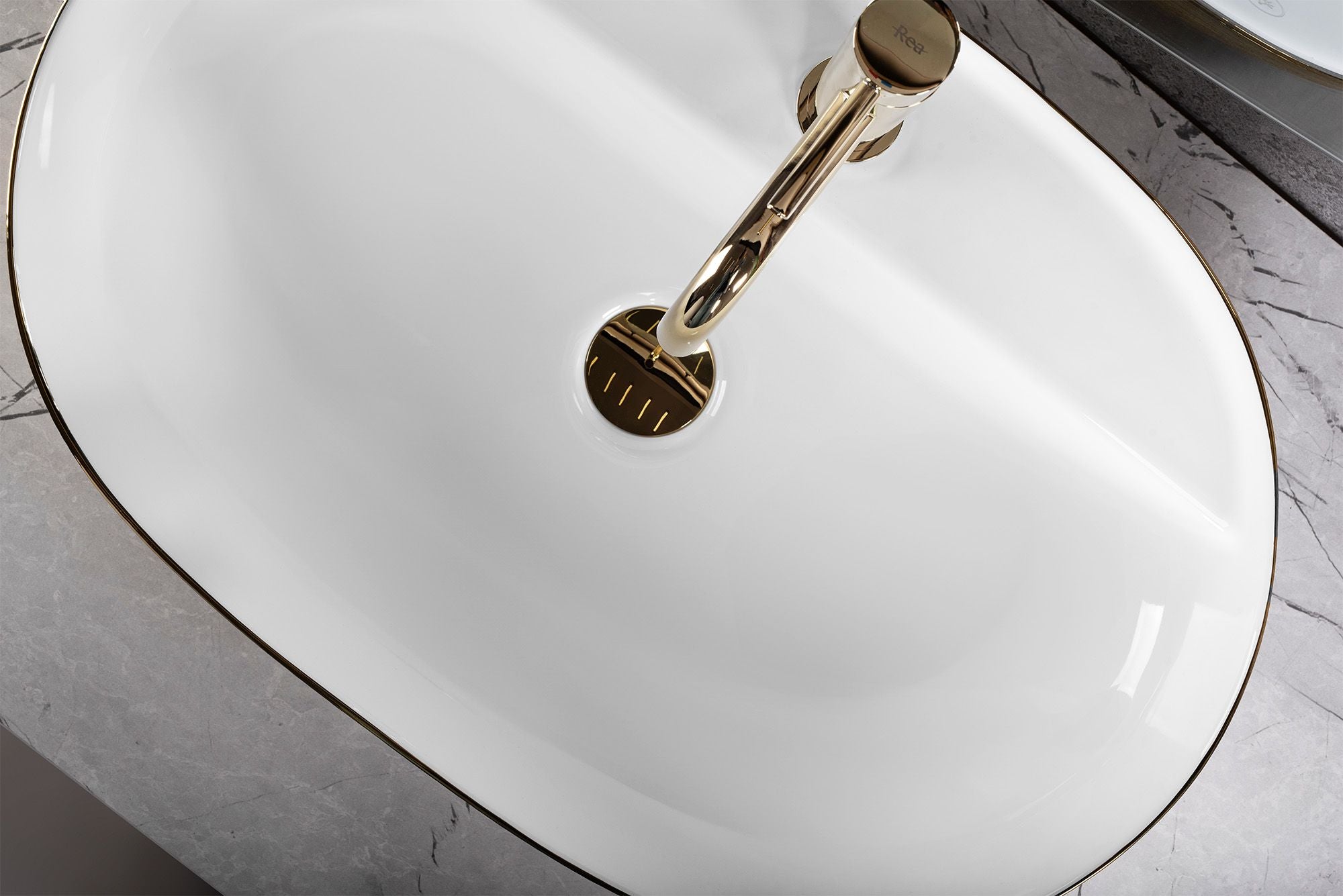 Umywalka nablatowa Rea Aura 61 White Gold Brush