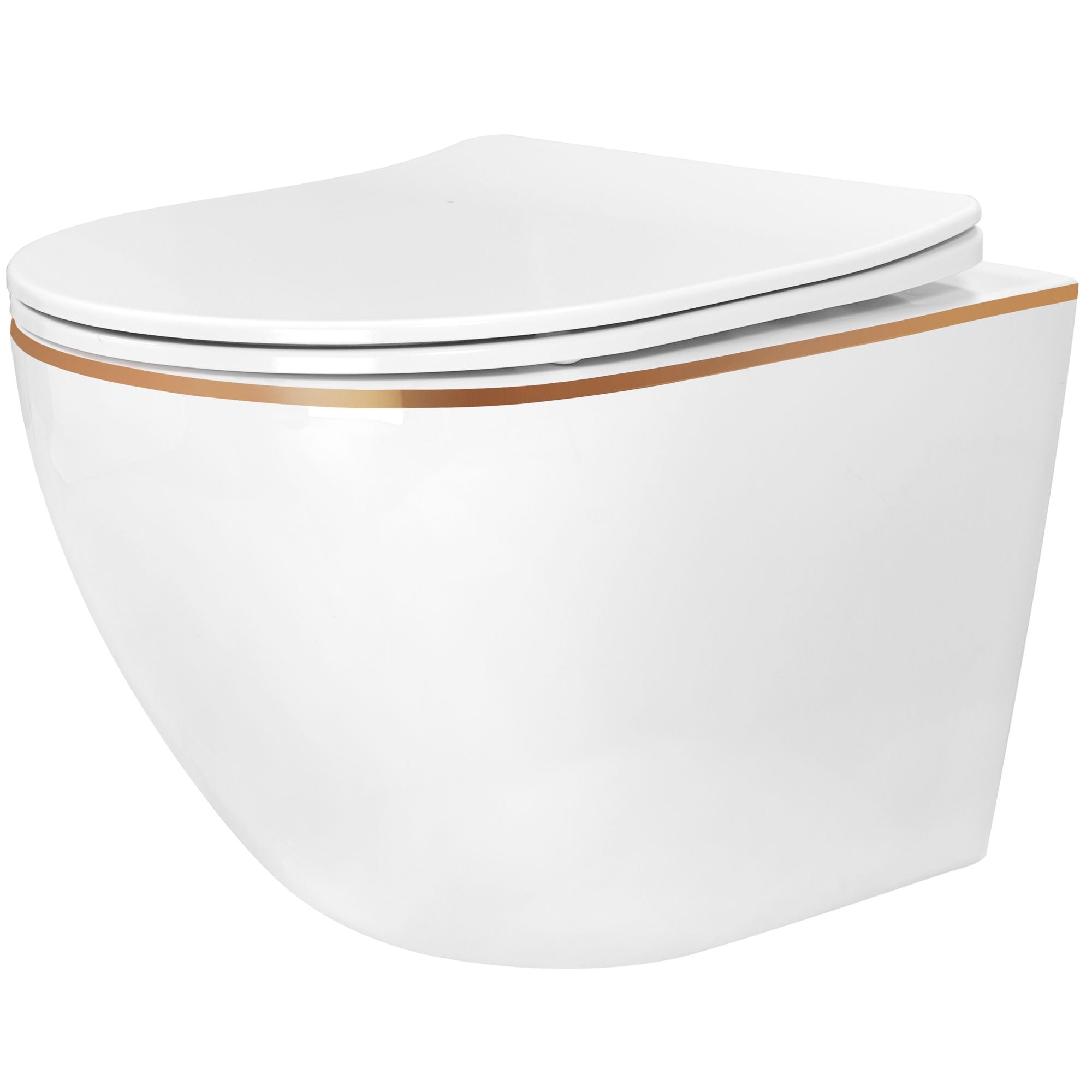 Zestaw Misa WC Carlo Mini Flat + Bidet Carlo Mini White Gold Edge