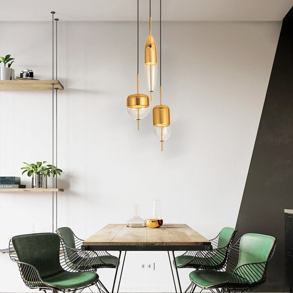Lampa Sufitowa Wisząca Szklana Metalowa APP549-1CP Złota  5