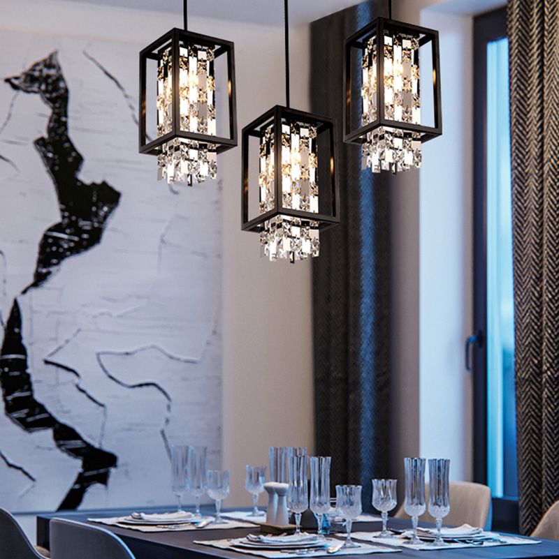 Lampa wisząca kryształowa APP1110-1CP Czarna