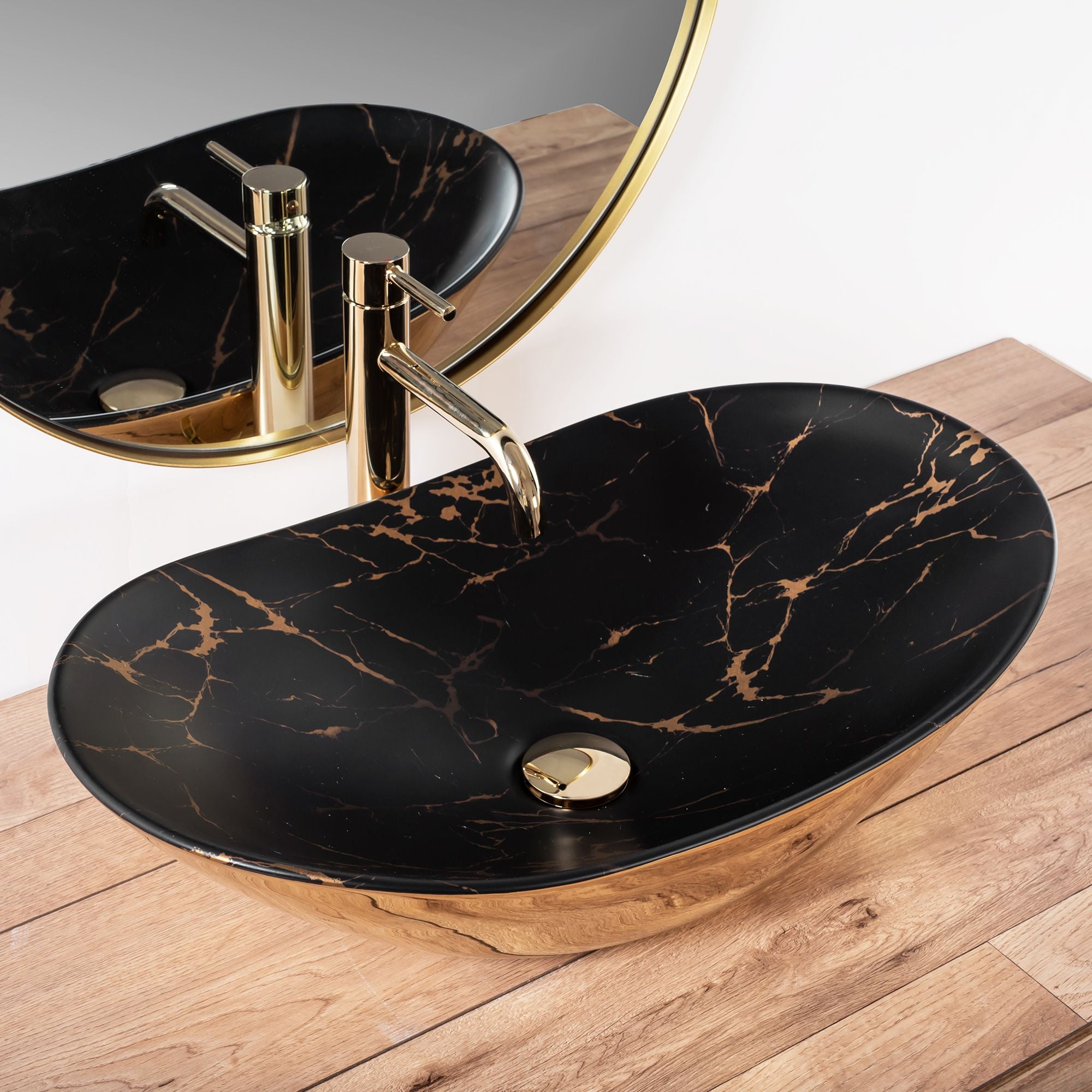 Umywalka nablatowa REA Royal In Black Marble Gold