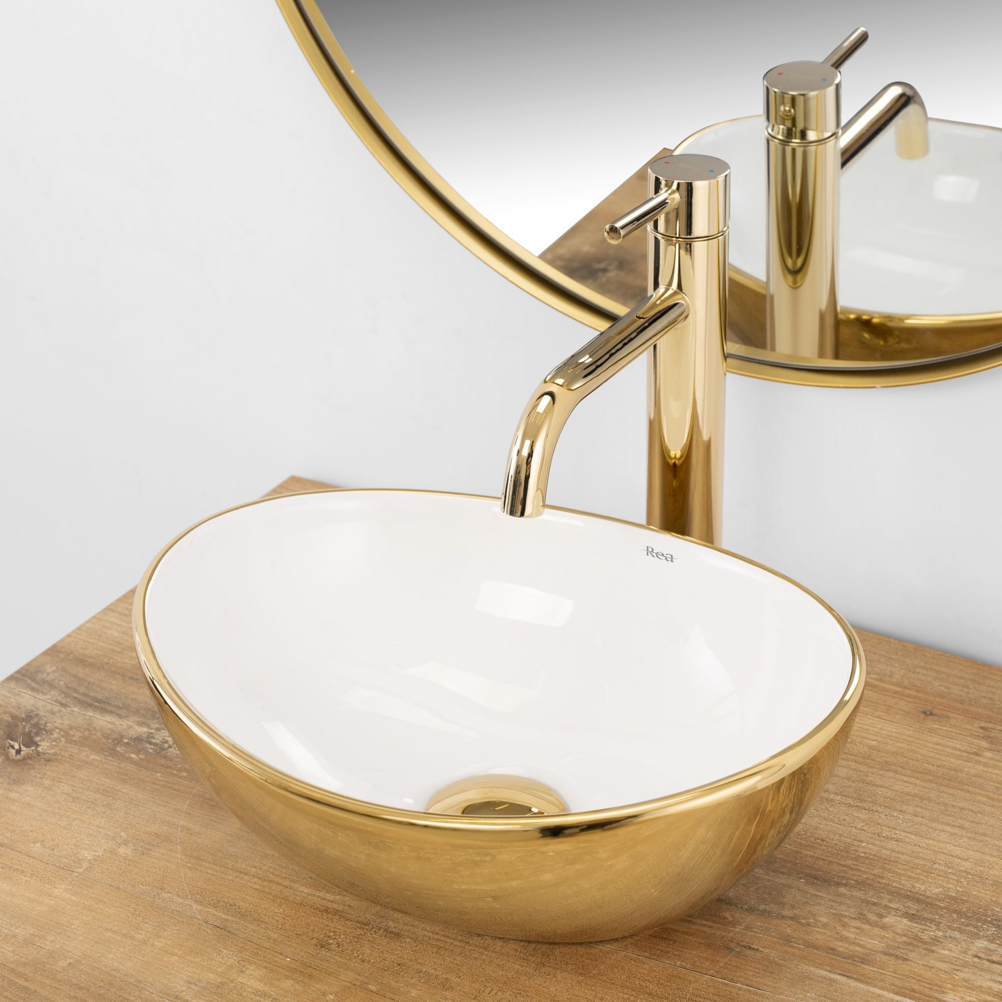 Umywalka nablatowa Rea Sofia mini GOLD/WHITE  3