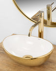 Umywalka nablatowa Rea Sofia mini GOLD/WHITE  3