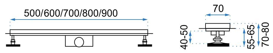 Odpływ Liniowy REA PURE NEO Czarny 70