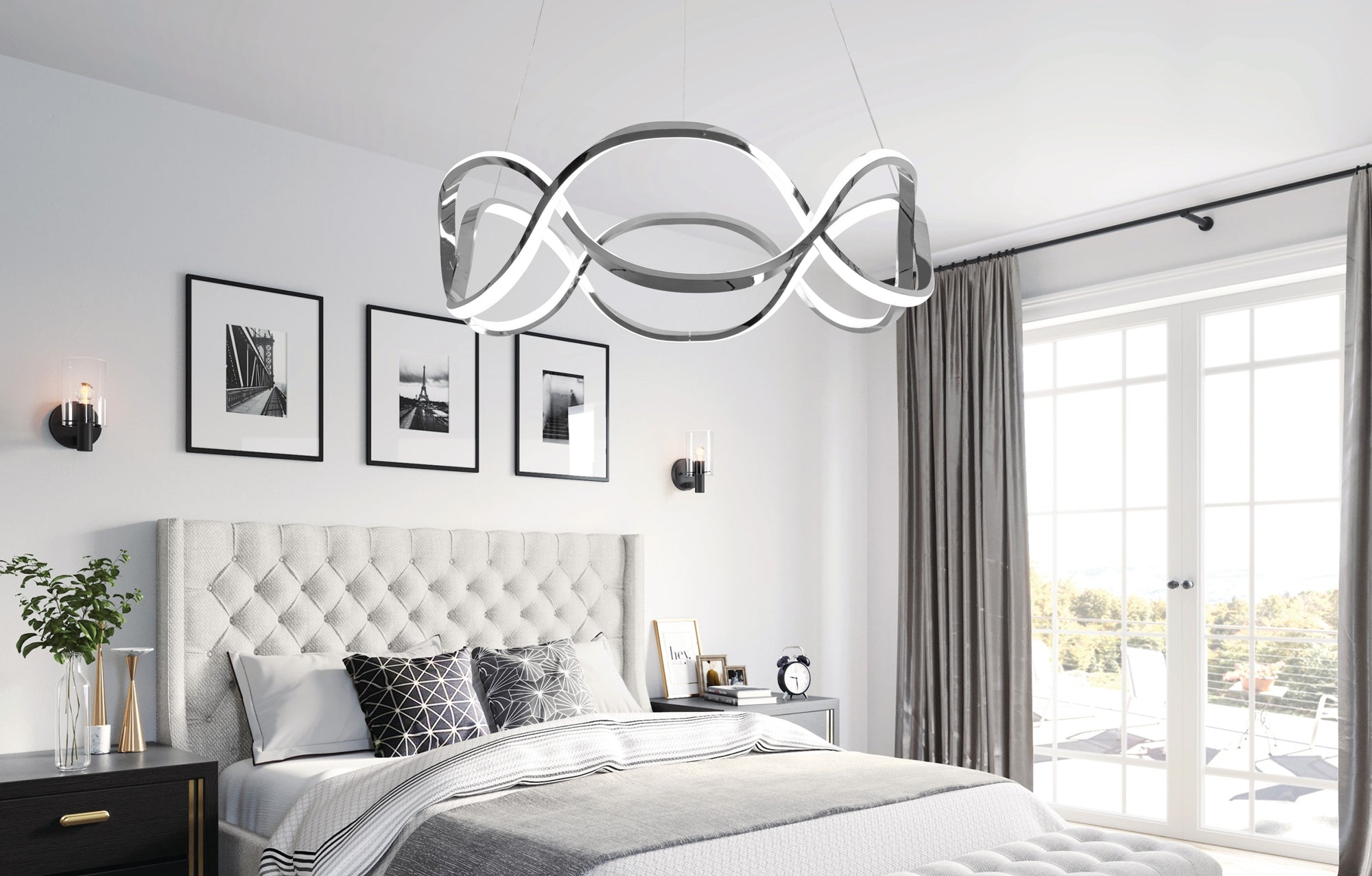 Lampa sufitowa nowoczesna LED + PILOT APP801-CP Twist Chrome  5