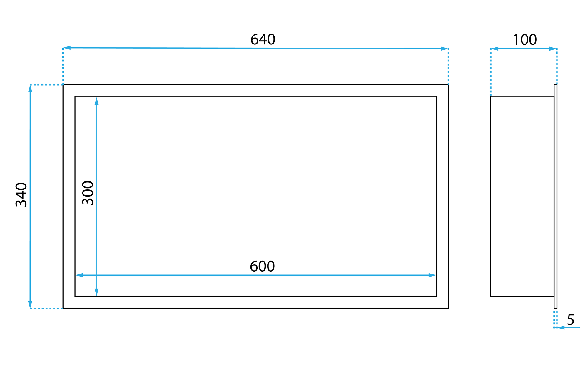 PÓŁKA WNĘKOWA ŁAZIENKOWA 30x60 stal szczotkowana